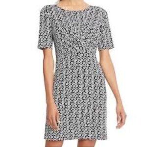 ANN TAYLOR * BLACK LOOSE CHAIN GEOMETRIC CAREER CASUAL DRESS SIZE: SP NWT $100
